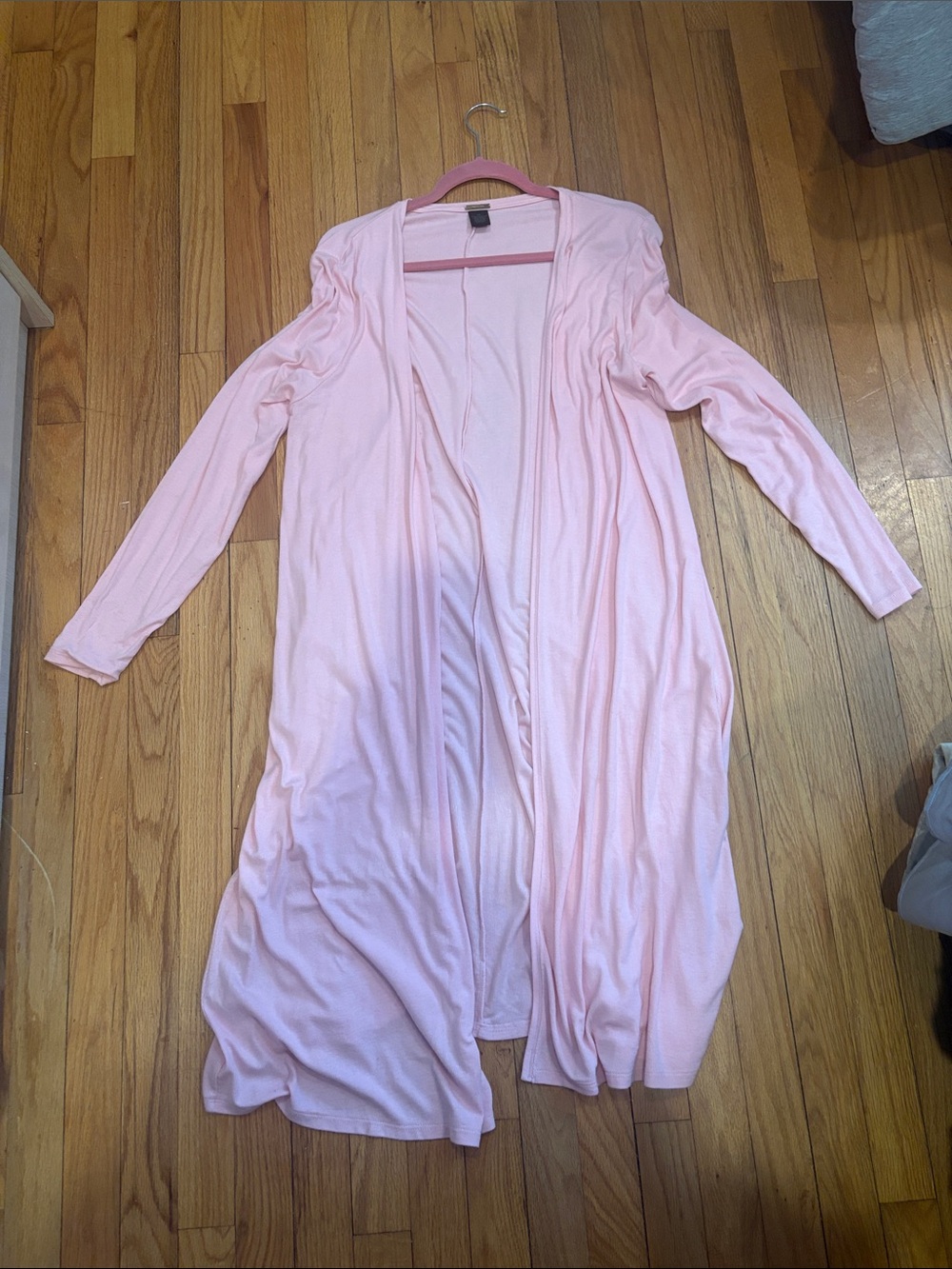 Baby Pink Longline Open Cardigan